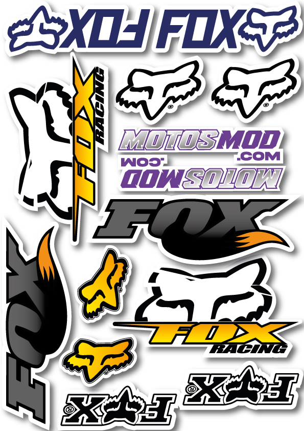 Pack de 14 Stickers "FOX RACING" A4