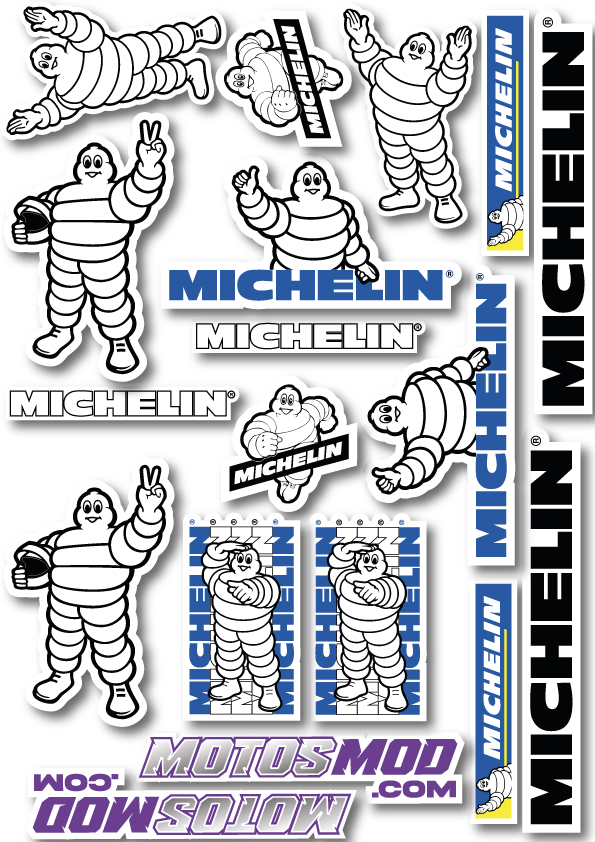 pegatinas michelin, stickers michelin, pegatinas michelin moto, vinilos michelin, stickers racing michelin, pegatinas bibendum, adhesivos michelin, pegatinas taller moto