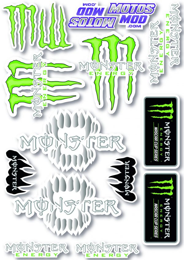 Kit de Pegatinas “MONSTER ENERGY” – Tamaño A4
