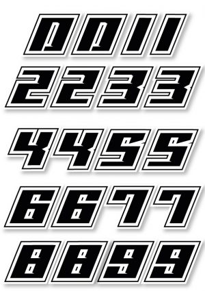 Pack de Pegatinas Números Racing Dobles negros 0-9 para Motos y casco
